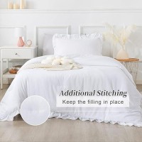 Andency White Comforter Twin Size 2 Pieces Solid Farmhouse Shabby Chic Ruffle Bedding Comforters Sets All Season Soft Lightw