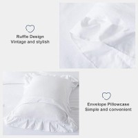 Andency White Comforter Twin Size 2 Pieces Solid Farmhouse Shabby Chic Ruffle Bedding Comforters Sets All Season Soft Lightw