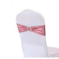 Ieventstar Chair Sashes Chair Bow Chair Decoration Stretch Band With Buckle Slider For Wedding Banquet 10Pcs (Metallic Rose Pink)