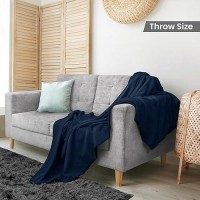 Utopia Bedding 100% Cotton Blanket (Throw Size - 60X50 Inches) 350Gsm Lightweight Thermal Blanket  Soft Breathable Blanket For All Seasons (Navy)