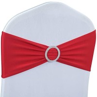 Babenest Spandex Chair Sashes Bows 30Pcs Premium Stretch Chair Cover Band With Buckle Slider Universal Elastic Chair Ties For Wedding Party Ceremony Reception Banquet Decoration (Red)