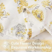 Yellow Floral Bed Sheets Full Printed Flower Sheet Set Microfiber Patterned Fitted Sheet With 15 Deep Pocket For Full Size Be