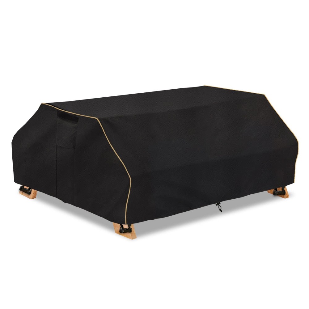 Bitubi 96 Inch Waterproof Picnic Table Cover With Bench Covers,Classic Black Wind Dust Proof Anti-Uv, 96