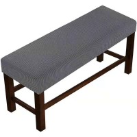 Zzdzw Jacquard Dining Bench Cover Rectangle Bench Covers Stretch Bench Seat Protector Upholstered Bench Slipcover Stool Chair Slipcovers For Living Room,Bedroom (Color : Dark Grey, Size : 90-120Cm)