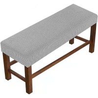 Zzdzw Jacquard Dining Bench Cover Rectangle Bench Covers Stretch Bench Seat Protector Upholstered Bench Slipcover Stool Chair Slipcovers For Living Room,Bedroom (Color : Light Grey, Size : 90-120Cm)