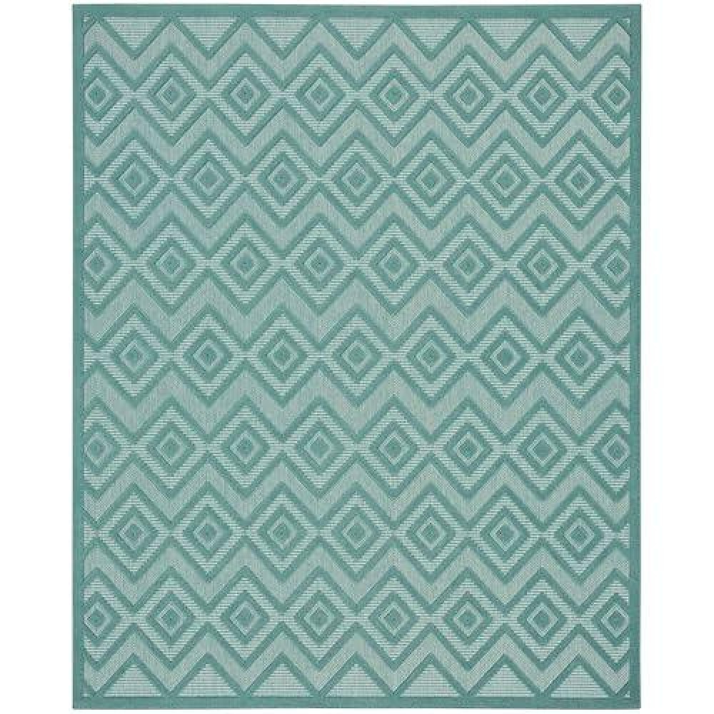 Nourison Versatile Indooroutdoor Aquateal 9 X 12 Area Rug Easy Cleaning Non Shedding Bed Room Living Room Dining Room