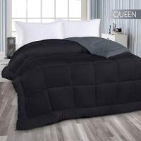 Utopia Bedding All Season Reversible Down Alternative Quilted Queen Comforter  Duvet Insert With Corner Tabs  Machine Washable  Bed Comforter (Black/Grey  Pack Of 6)