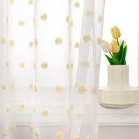 Mysky Home Pom Pom Curtains For Girls Bedroom 63 Inch Yellow Nursery Curains For Boys Kids Room Mustard Sheer Curtains Living Ro