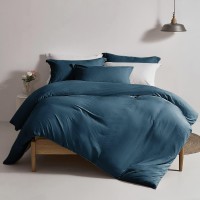 Mildly Super Soft Duvet Cover 100 Washed Microfiber Peacock Blue Comforter Cover Set 3 Pieces With Zipper Closure Corner Ti