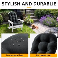 Filuxe Adirondack & Rocking Chair Cushion, High Back Patio Cushions - Waterproof Solid Tufted Pillow, Indoor/Outdoor Pads With Ties, Fade-Resistant & Seasonal All Weather Replacement (Deep Gray, 4)