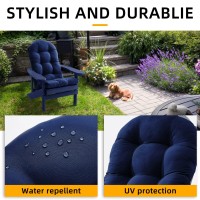 Filuxe Adirondack & Rocking Chair Cushion, High Back Patio Cushions - Waterproof Solid Tufted Pillow, Indoor/Outdoor Pads With Ties, Fade-Resistant & Seasonal All Weather Replacement (Dark Blue, 2)