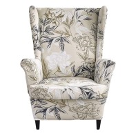 Haoyong Wing Chair Slipcovers Printed Wingback Chair Covers 2 Pieces Wingback Armchair Slipcover Stretch Chair Slip Covers Washa