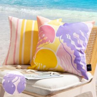 Phantoscope Pack Of 2 Outdoor Waterproof Pillow Covers Decorative Jellyfish Design Outdoor Pillows For Patio Furniture Cushion C