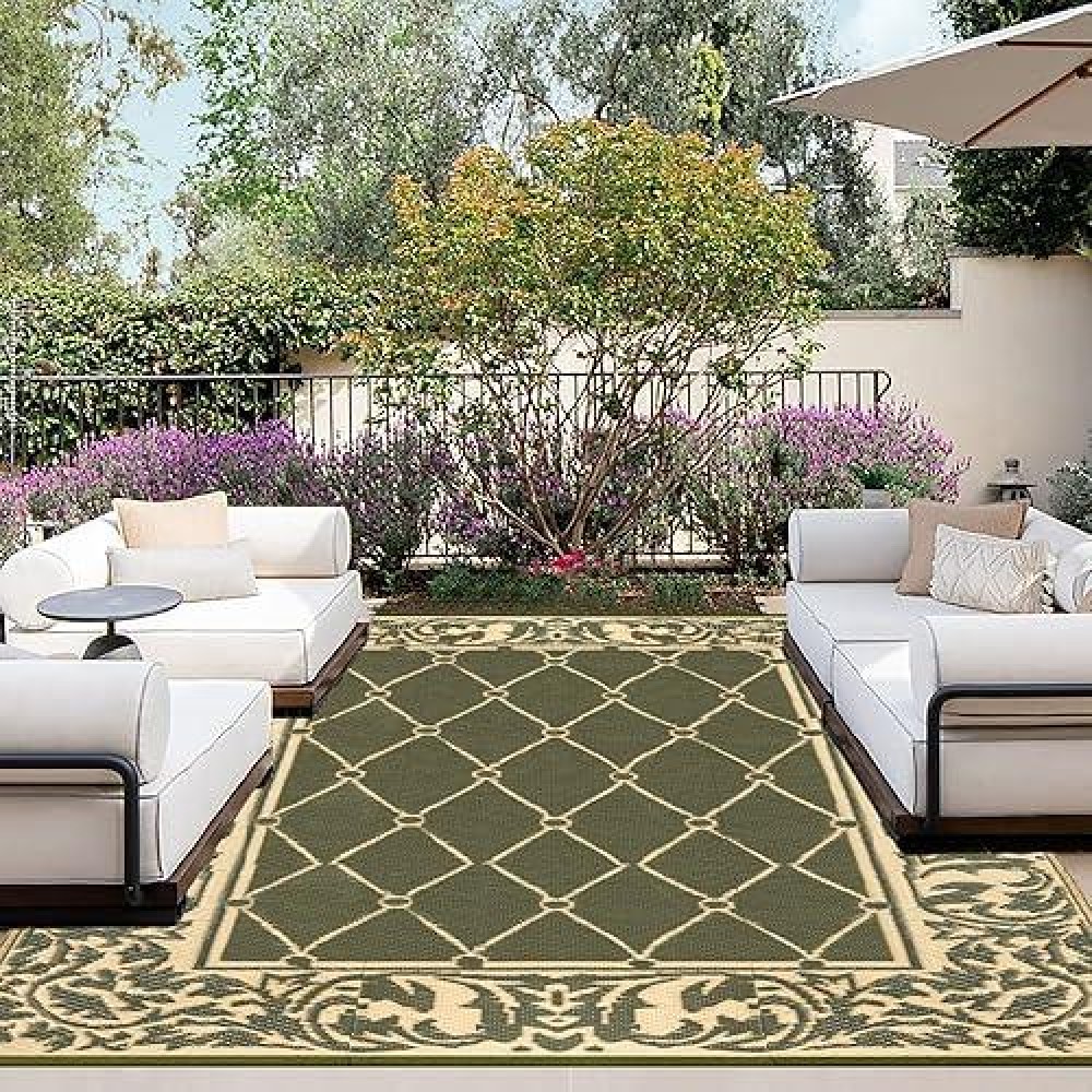 Outdoorlines Indoor Outdoor Rugs For Patio 5X8 Ft Reversible Outside Carpet Stain Uv Resistant Portable Rv Mat Plastic Str