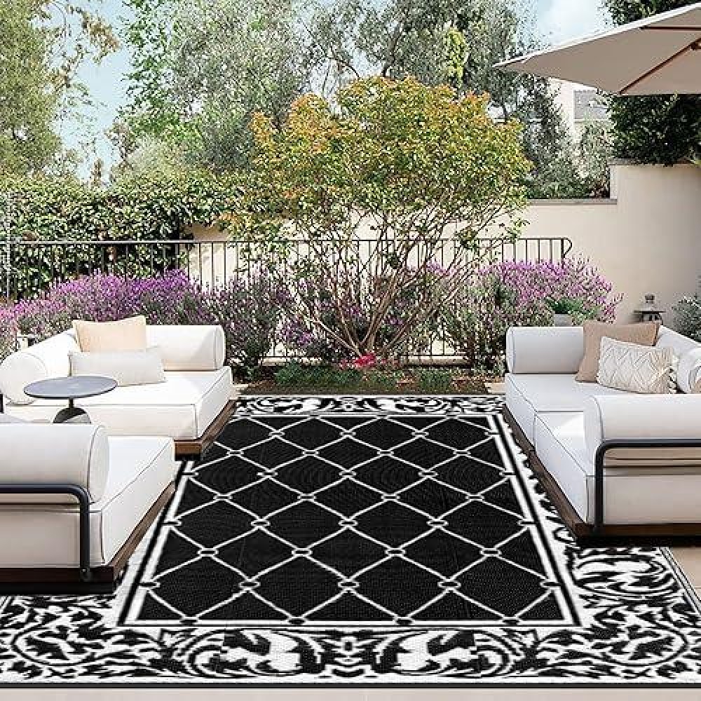 Outdoorlines Indoor Outdoor Rugs For Patio 6X9 Ft Reversible Outside Carpet Stain Uv Resistant Portable Rv Mats Plastic St