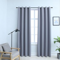 vidaXL Blackout Curtains with Rings 2 pcs Gray 54