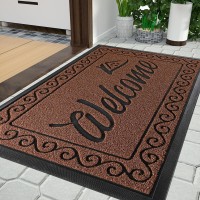 Yimobra Welcome Front Door Mat Heavy Duty Easy Clean Doormat Indoor Outdoor Waterproof Quick Dry Floor Mat For Home Garage H