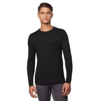 32 Degrees Mens Lightweight Baselayer Crew Top Long Sleeve Form Fitting 4-Way Stretch Thermal, Black, Medium
