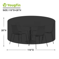 Yougfin Round Outdoor Table Cover 110''D X 28''H, Patio Furniture Covers Waterproof, Lawn Outside Furniture Cover, Round Patio Table Covers For Outdoor Furniture