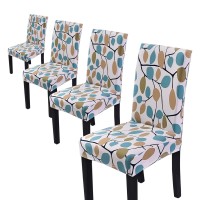 Comfy Gate 4,6,8 Pc Dining Room Chair Covers, Spandex Dining Chair Covers Set Of 4, 4Pc Elastic Parson Chair Covers For Dining Room, Kitchen Chair Slipcovers For Dining Room Set Of 4,6,8, White Blue