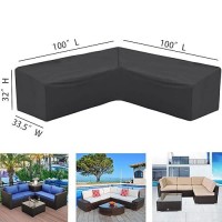 Amberr Outdoor Sectional Cover  Waterproof Patio Sectional Cover  Outdoor Sectional Covers Waterproof Patio Sectional Couch Cover  Garden Lawn Patio Furniture Covers(V-Shaped-100 X100)