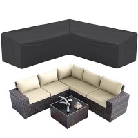 Amberr Outdoor Sectional Cover  Waterproof Patio Sectional Cover  Patio Sectional Couch Cover  Garden Lawn Patio Furniture Covers  Outdoor Couch Covers For Sectional Sofa(V-Shape-118 X118)