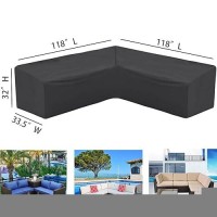 Amberr Outdoor Sectional Cover  Waterproof Patio Sectional Cover  Patio Sectional Couch Cover  Garden Lawn Patio Furniture Covers  Outdoor Couch Covers For Sectional Sofa(V-Shape-118 X118)