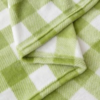 Bedelite Fleece Throw Blanket Queen Size For Couch Sofa Bed  Buffalo Plaid Decor Sage Green And White Checkered Blanket  Cozy Fuzzy Soft Lightweight Warm Spring Throw Blanket