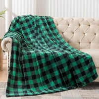 Bedelite Fleece Throw Blanket For Couch Sofa Bed  Buffalo Plaid Decor Black And Green Checkered Blanket  Cozy Fuzzy Soft Lightweight Warm Spring Throw Blanket