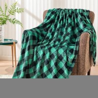 Bedelite Fleece Throw Blanket For Couch Sofa Bed  Buffalo Plaid Decor Black And Green Checkered Blanket  Cozy Fuzzy Soft Lightweight Warm Spring Throw Blanket