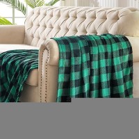 Bedelite Fleece Throw Blanket For Couch Sofa Bed  Buffalo Plaid Decor Black And Green Checkered Blanket  Cozy Fuzzy Soft Lightweight Warm Spring Throw Blanket