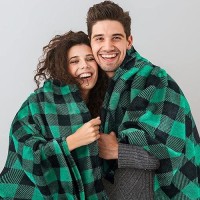 Bedelite Fleece Throw Blanket For Couch Sofa Bed  Buffalo Plaid Decor Black And Green Checkered Blanket  Cozy Fuzzy Soft Lightweight Warm Spring Throw Blanket