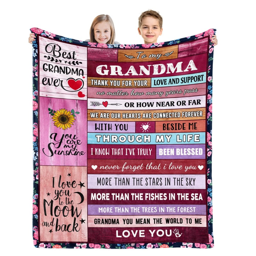 Grandma Gifts From Grandchildren Best Grandma Birthday Gifts Unique Grandmother Blanket From Grandkids Christmas Mothers Day