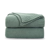 Cozecube Green Throw Blanket For Couch Soft Cozy Cable Knit Throw Blanket For Bed Sofa Living Room Lightweight Warm Decorative