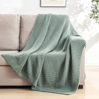 Cozecube Green Throw Blanket For Couch Soft Cozy Cable Knit Throw Blanket For Bed Sofa Living Room Lightweight Warm Decorative