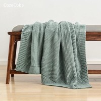 Cozecube Green Throw Blanket For Couch Soft Cozy Cable Knit Throw Blanket For Bed Sofa Living Room Lightweight Warm Decorative