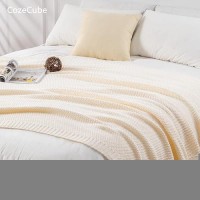 Cozecube Cream Throw Blanket For Bed Soft Cozy Cable Knit Throw Blanket For Twin Bed Lightweight Warm Decorative Farmhouse Chr