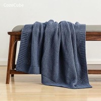 Cozecube Blue Throw Blanket For Bed Soft Cozy Cable Knit Throw Blanket For Twin Bed Lightweight Warm Decorative Farmhouse Chri