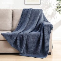 Cozecube Blue Throw Blanket For Bed Soft Cozy Cable Knit Throw Blanket For Twin Bed Lightweight Warm Decorative Farmhouse Chri