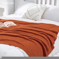 Cozecube Orange Throw Blanket For Bed Soft Cozy Cable Knit Throw Blanket For Twin Bed Lightweight Warm Decorative Farmhouse Ch