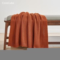 Cozecube Orange Throw Blanket For Bed Soft Cozy Cable Knit Throw Blanket For Twin Bed Lightweight Warm Decorative Farmhouse Ch