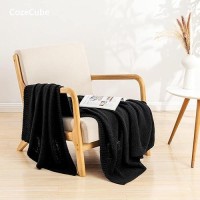 Cozecube Black Throw Blanket For Couch Soft Cozy Cable Knit Throw Blanket For Bed Sofa Living Room Lightweight Warm Decorative