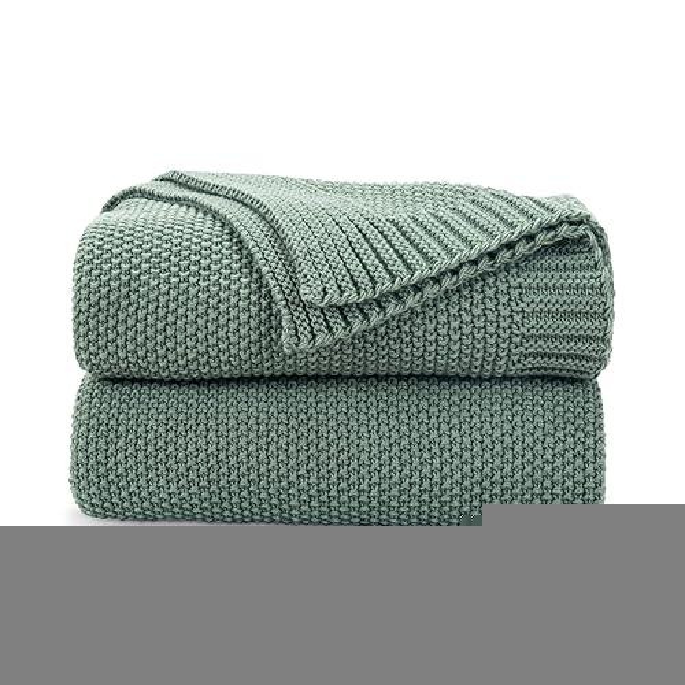 Cozecube Green Throw Blanket For Bed Soft Cozy Cable Knit Throw Blanket For Twin Bed Lightweight Warm Decorative Farmhouse Chr