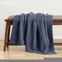 Cozecube Blue Throw Blanket For Couch Soft Cozy Cable Knit Throw Blanket For Bed Sofa Living Room Lightweight Warm Decorative