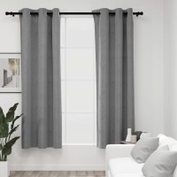 vidaXL Blackout Curtains with Rings 2 pcs Gray 37