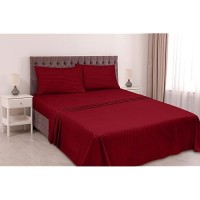 Royale Linens Striped Bed Sheet Set Brushed Microfiber 1800 Bedding 1 Fitted Sheet 1 Flat Sheet 2 Pillowcase Wrinkle F