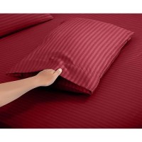 Royale Linens Striped Bed Sheet Set Brushed Microfiber 1800 Bedding 1 Fitted Sheet 1 Flat Sheet 2 Pillowcase Wrinkle F