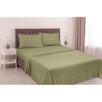 Royale Linens Striped Bed Sheet Set Microfiber 1800 Bedding 1 Fitted Sheet 1 Flat Sheet 2 Pillowcase Wrinkle Fade Resi