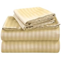 Royale Linens Striped Bed Sheet Set Microfiber 1800 Bedding 1 Fitted Sheet 1 Flat Sheet 2 Pillow Case Wrinkle Fade Res