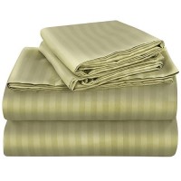 Royale Linen Striped Bed Sheet Set Brushed Microfiber 1800 Bedding 1 Fitted Sheet 1 Flat Sheet 1 Pillowcase Wrinkle Fa